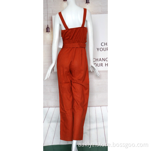 Woven Linen Jumpsuit For Ladies